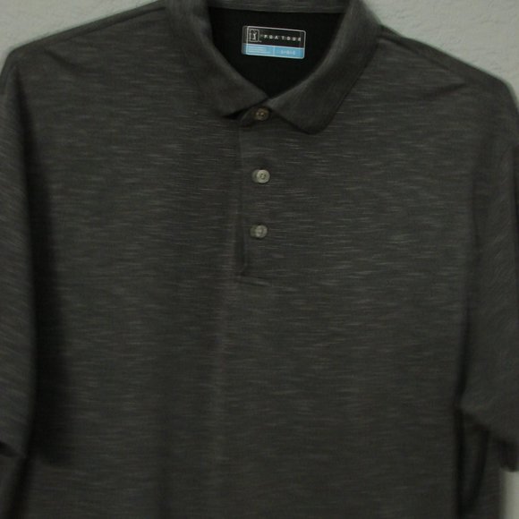 PGA Tour Large Mens Polo Golf Collared Shirt Logo Gray Grey Ash Black Ash - Picture 12 of 16